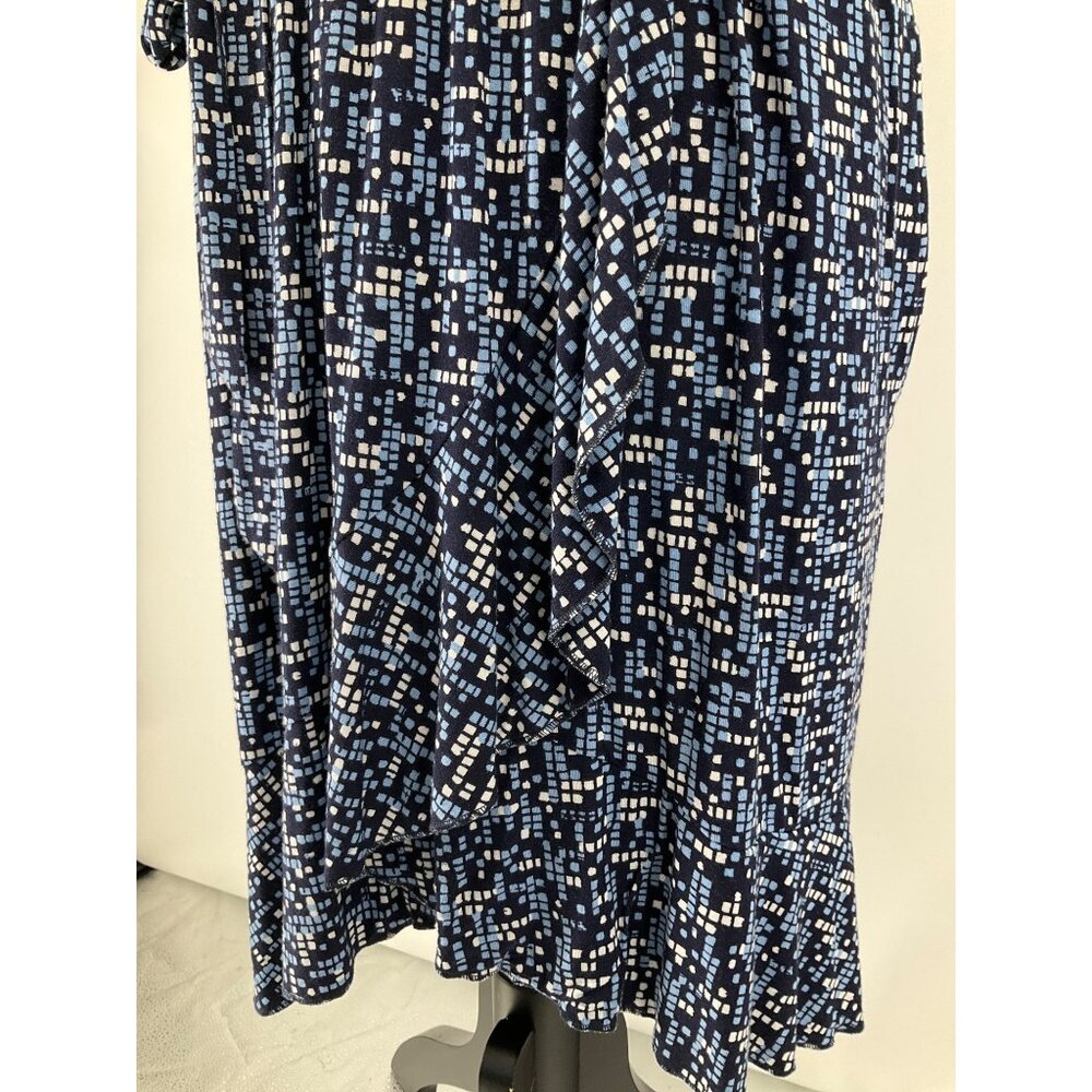 SOMA Size Large sleeveless V-neck sundress Blue/White Mosaic pattern - Picture 8 of 12